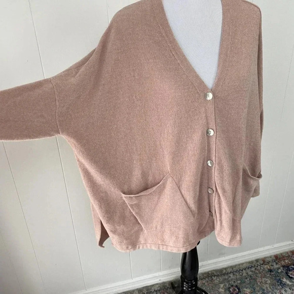 Wynne Lounge Button Front Cardigan Dusty Rose Oversized Fit Size P - Picture 8 of 14
